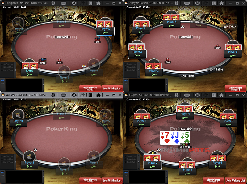 Расположение столов плиткой на PokerKing